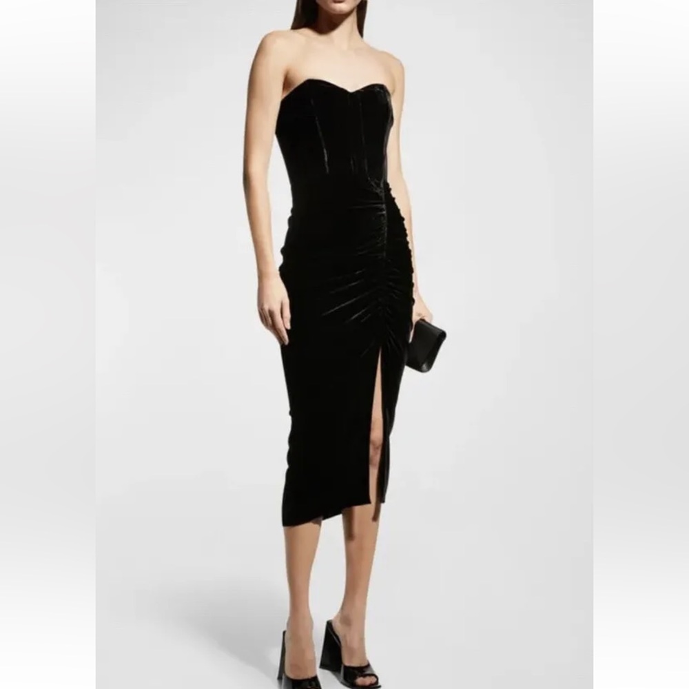 Veronica Beard Black Velvet Strapless Dress